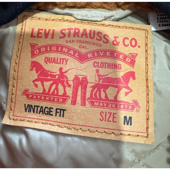 Levi Straus Levi's Mens All Over Sherpa Trucker Jacket Orange Medium - Picture 6 of 7